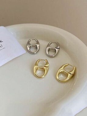 Classic Link Drop Hoop Earrings - Gold R 434